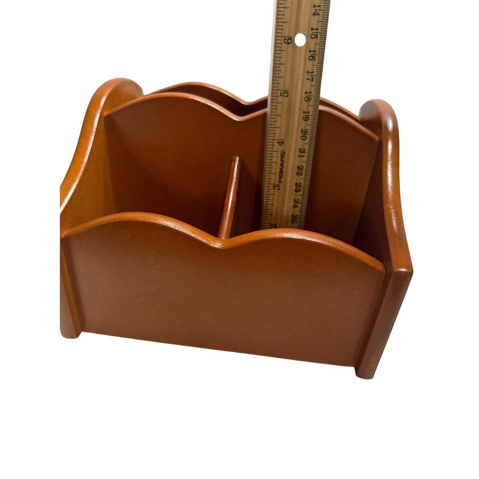 MCM Wood Turning Mail Accessories Holder Lazy Susan Swivel Desk Organizer Caddy