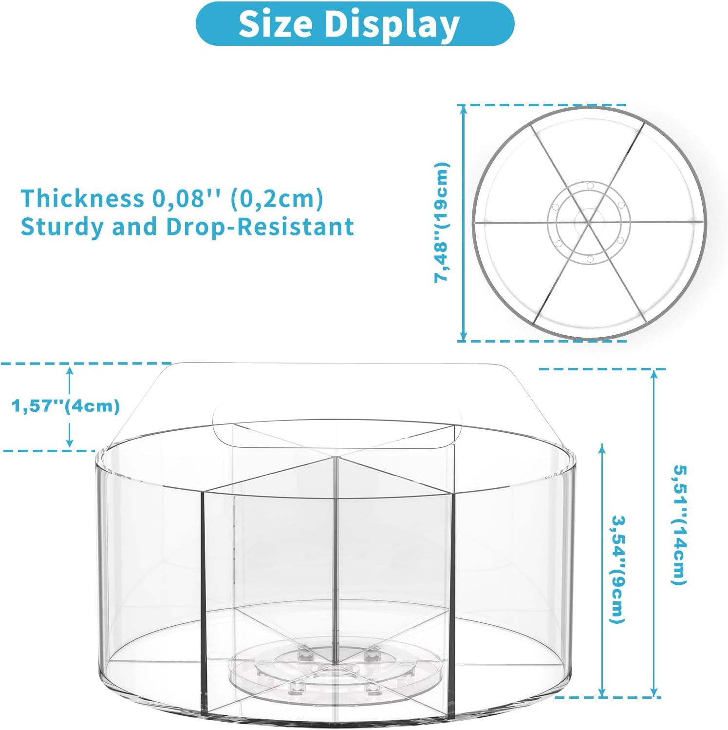 Rotating Acrylic Marker Organizer for Desk Clear 6-Compartment Storage