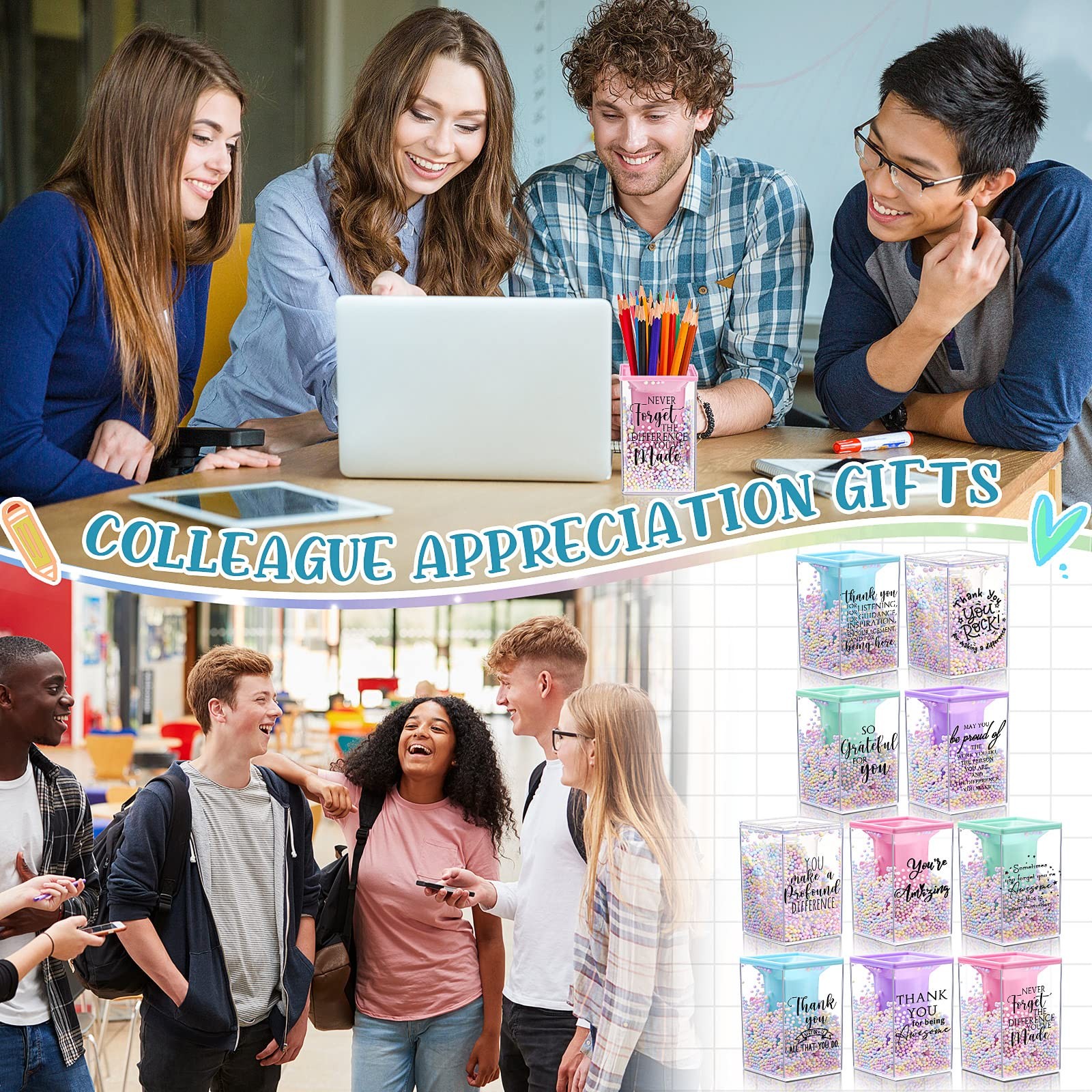 10 Pcs Appreciation Gifts for Coworkers Bulk Cute Bubble Pencil Holder Inspir…