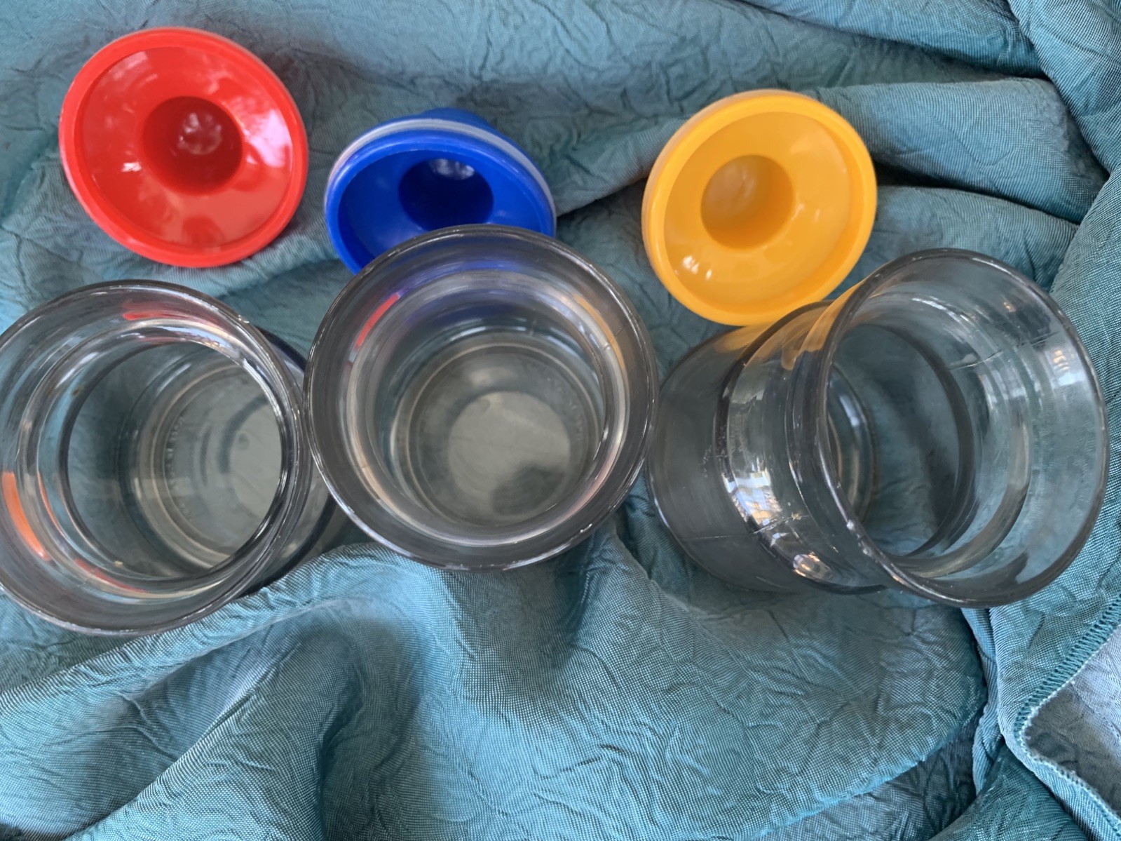 Vintage 90s Plastic Desk Organizer Storage Jars Set Colorful Paperclips Office
