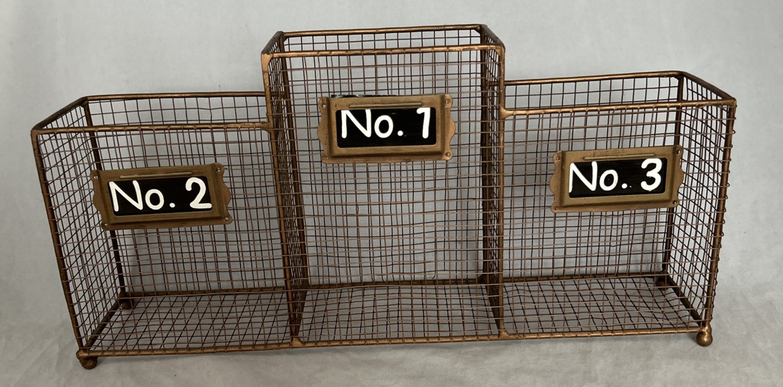 Gold Colored Desk Organizer 3 Compartment
