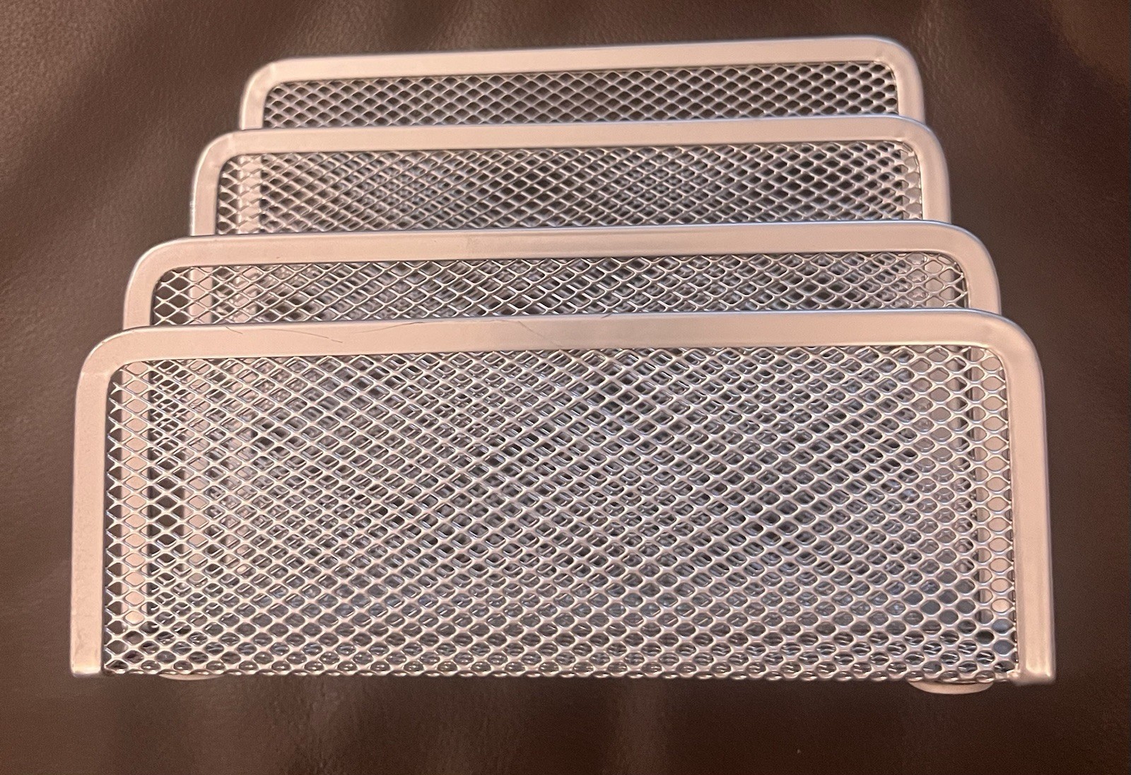 Desk Organizer Set, 4 piece, silver-gray Mesh and Black