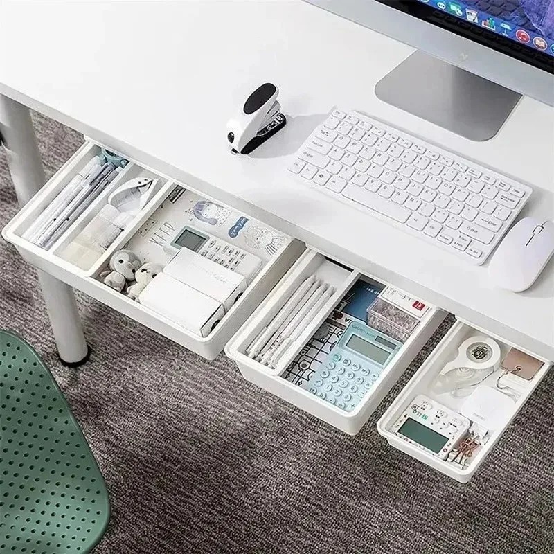 Under Desk Drawer Hidden Storage Organizer Self Adhesive Office Home Tray.
