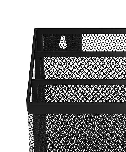 Wire Mesh File Organizer, 3‑Compartment, Matte Black – Vertical Desktop Sorte…