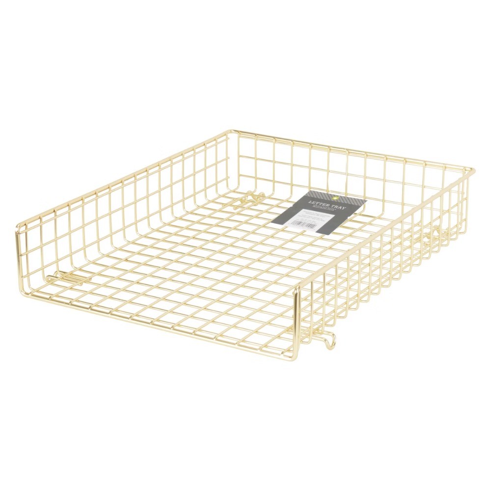 Grid Wire Letter Tray Gold:Steel Desk Organizer for Office Supplies&Organization