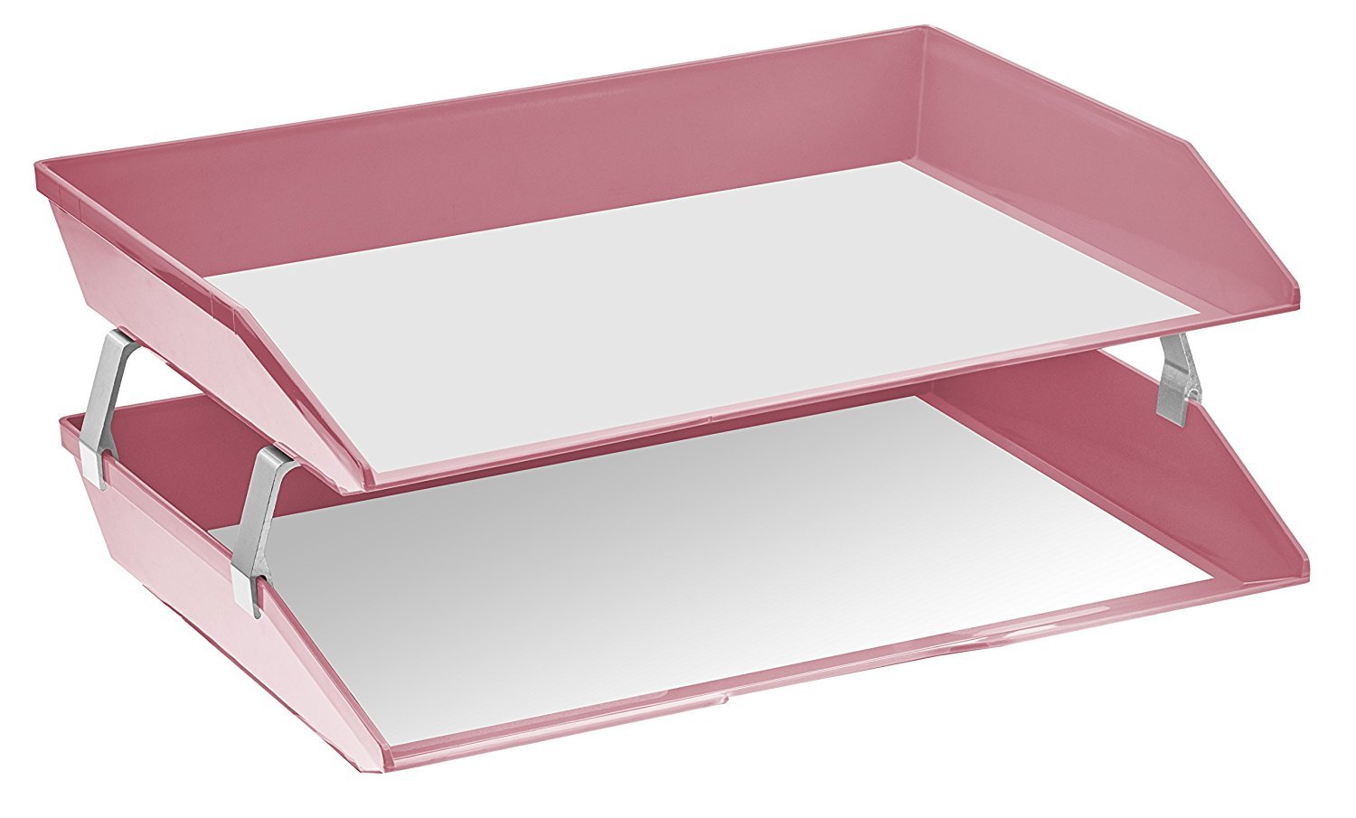 Acrimet Facility 2 Tiers Double Letter Tray Solid Pink Color