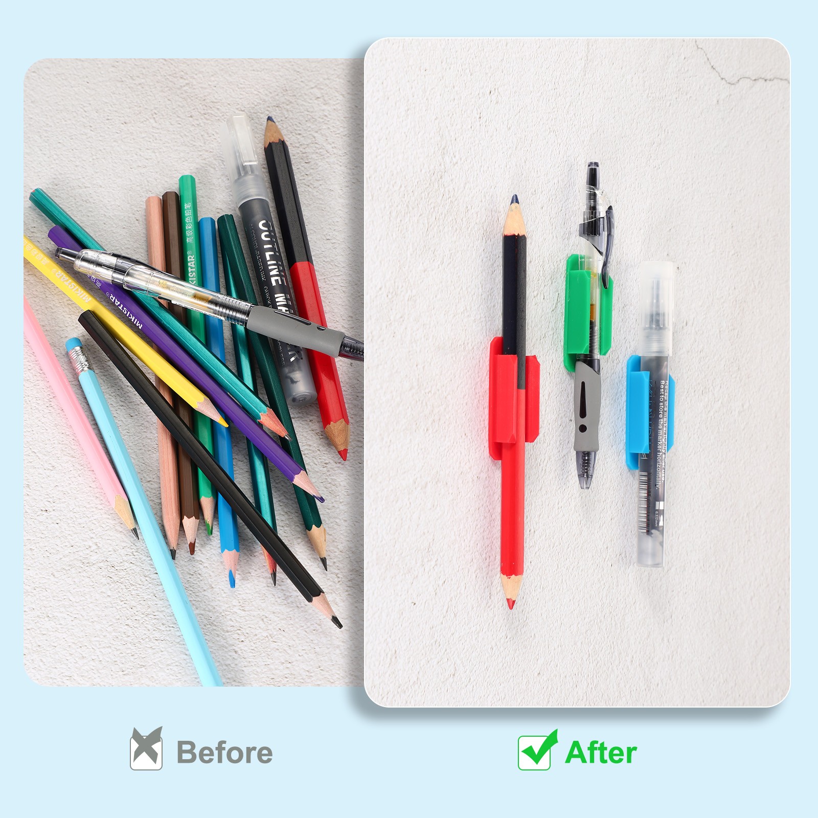 30 x Pen Holder for Desk Adhesive Pencil Holders Silicone Holder Black