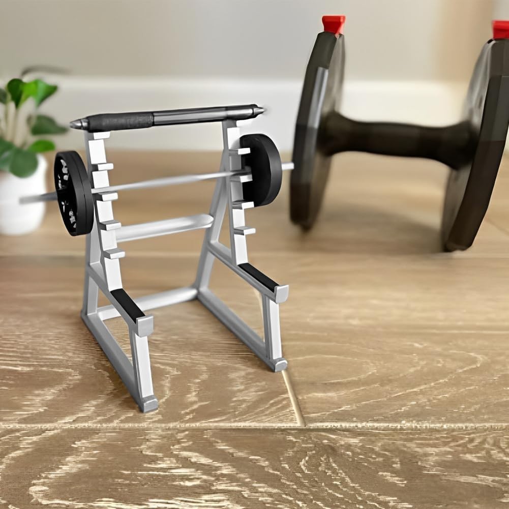 Squat Rack Pen Holder Modern A-Frame Style Gray Plastic Fun Desk Gym Decor W/
