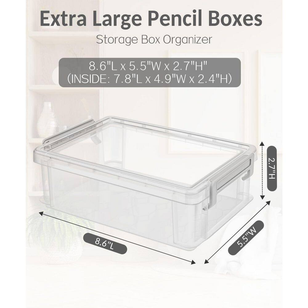 Grey 8.6In X 5.5In X 2.7In Polypropylene Stackable Pencil Box Set of 6 with Secu