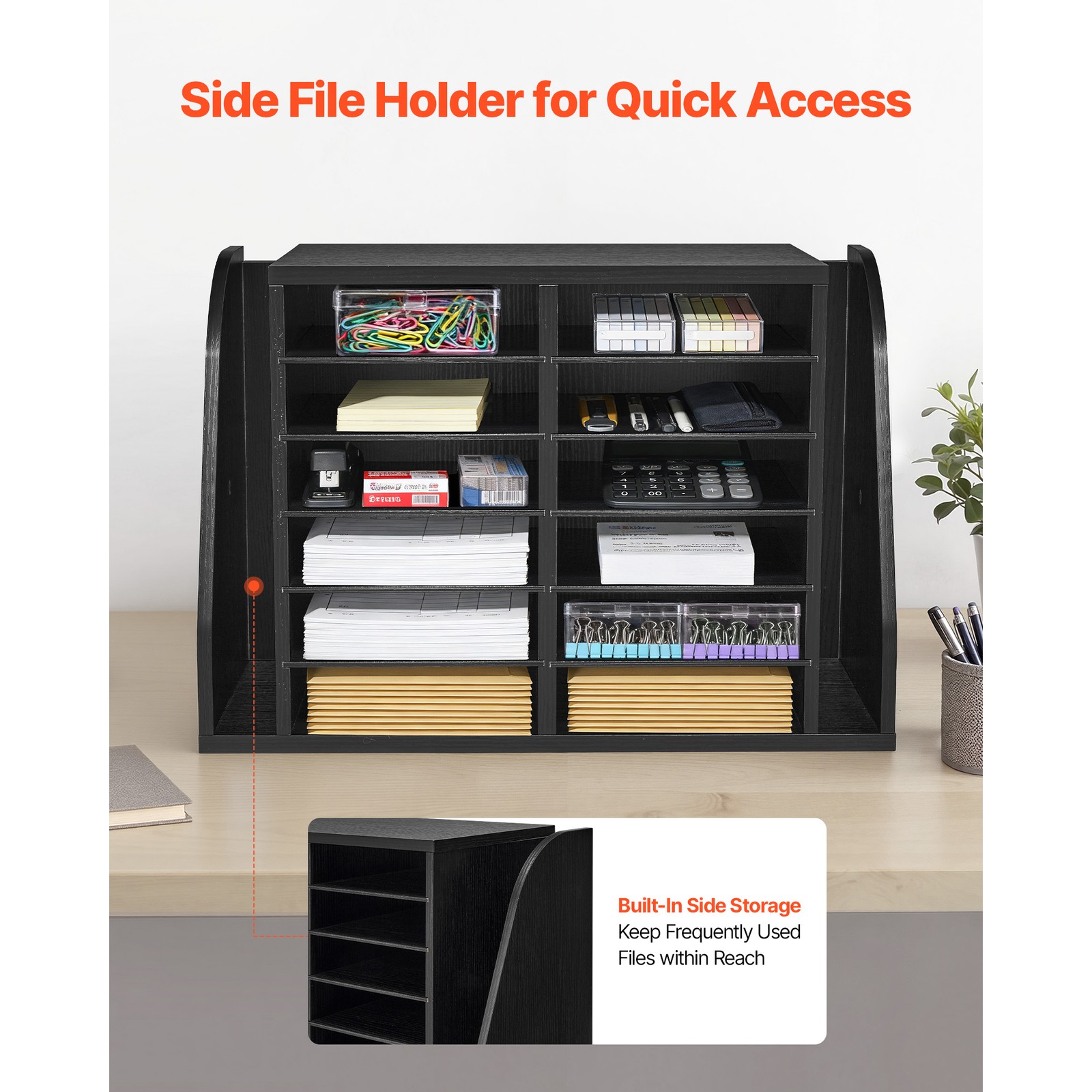 Uimoso 12-Compartment Literature Organizer for Office Mail and Vertical Storage