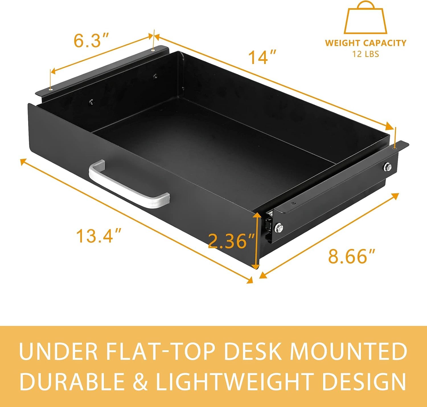 Under Desk Pull Out Drawer Storage Organizer Office Mounted Easy Slide Out