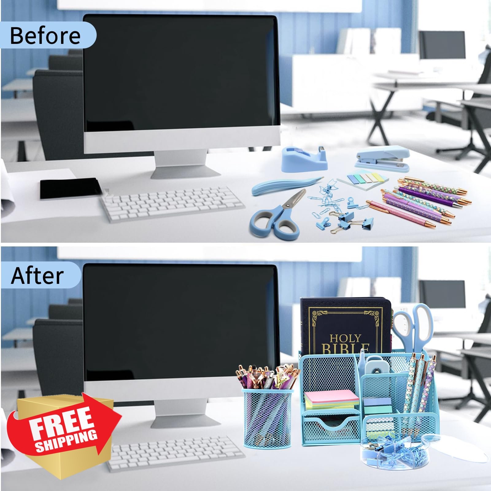 Shellvcase Blue 12-in-1 Desk Organizer Set