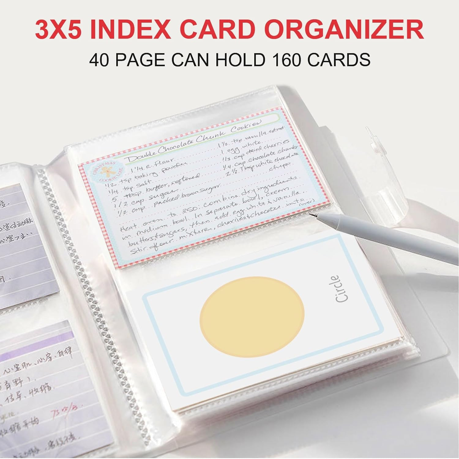 2 PCS 3X5 Index Card Organizer, Index Cards Clear Plastic Holder
