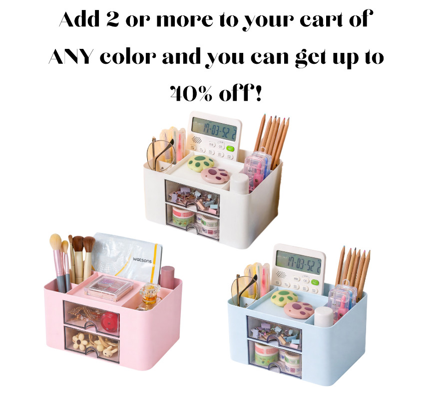 Compact Desk Organizer with Drawers for Stationery, Makeup, Jewelry – White