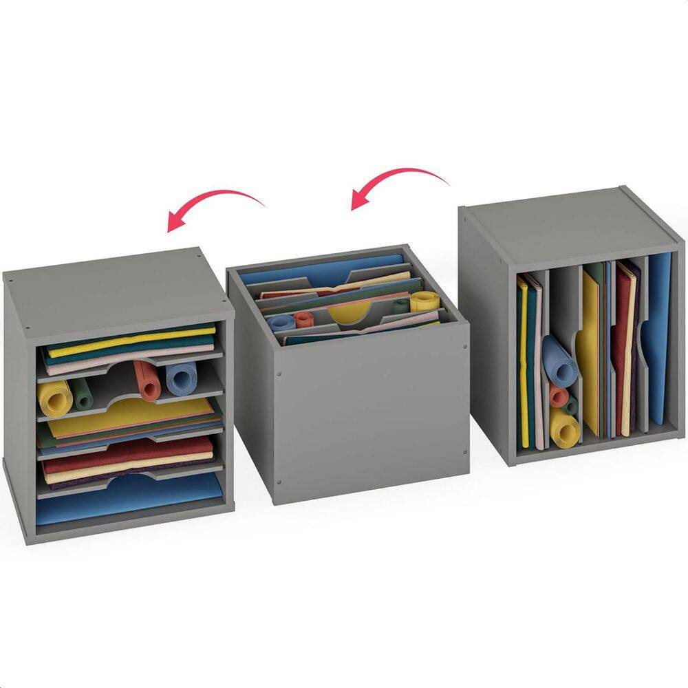 Gray 13.6 In. X 12 In. Wood Modern Desk File Organizer