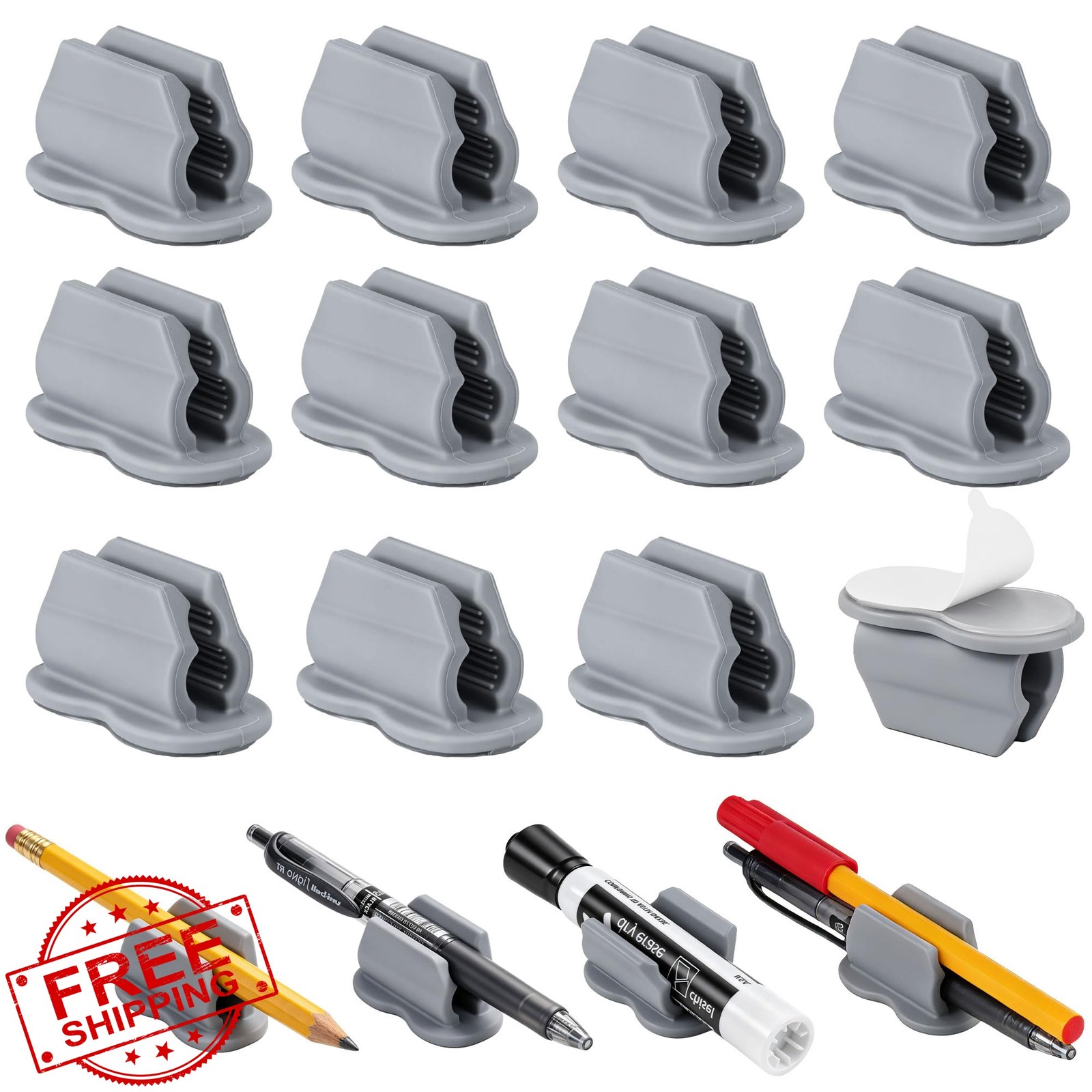 Biottro 12pc Pen Holder Desk Wall Clipboard Car Gray