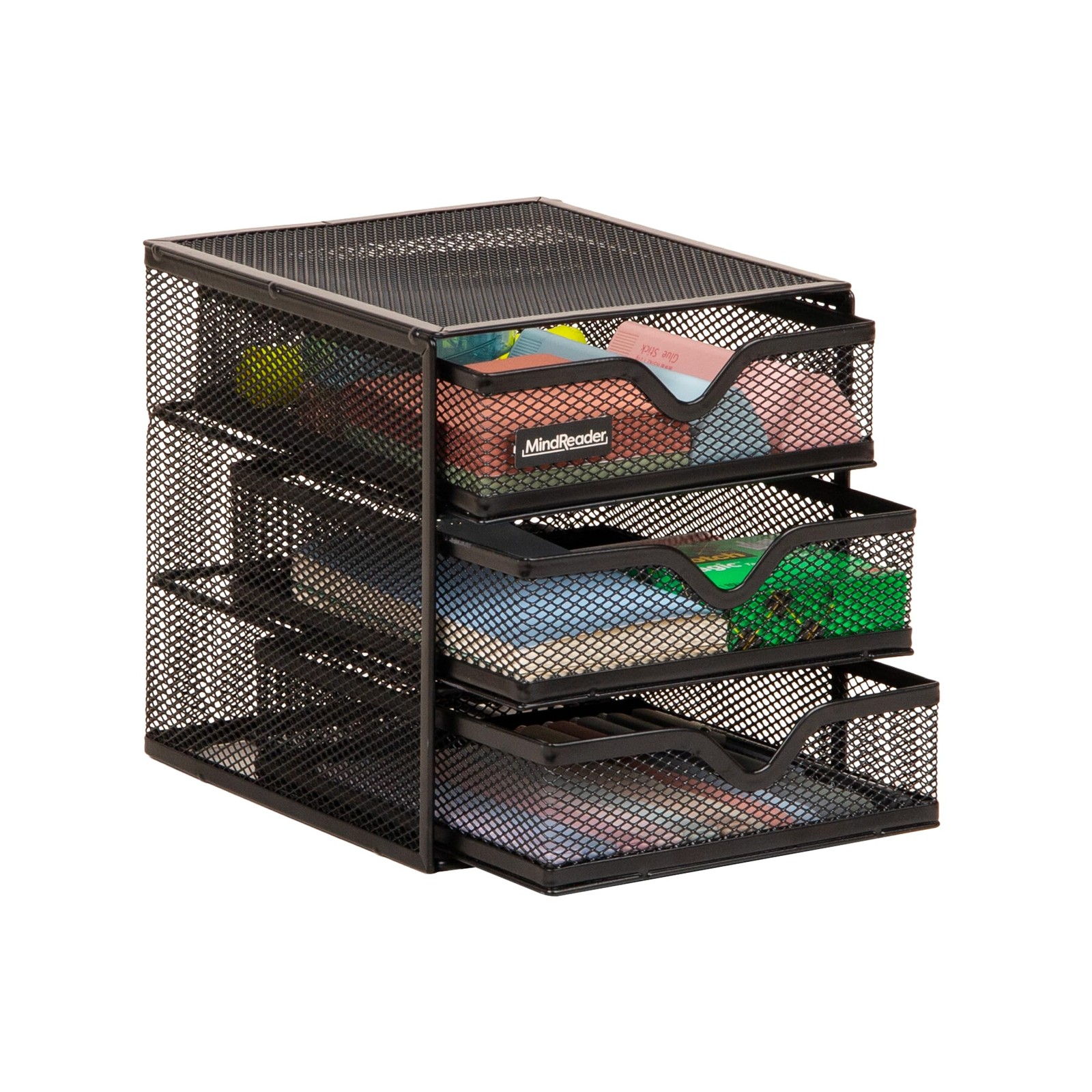 Mind Reader Mesh Desk Organizer, 6.25×6.5×6.5 in, Black