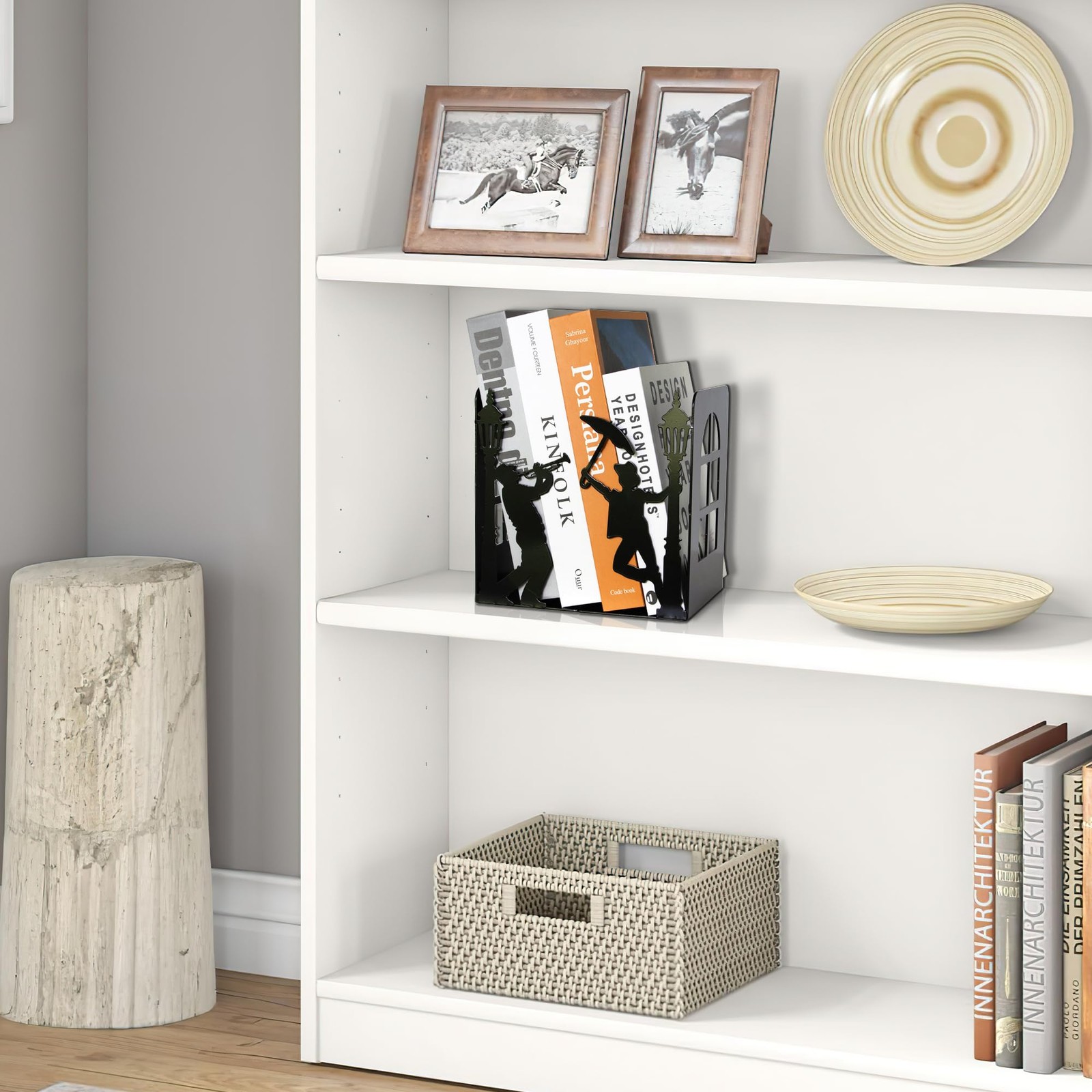 Weibefee Design Book Ends for Shelves Decorative Desk or Colorful_black