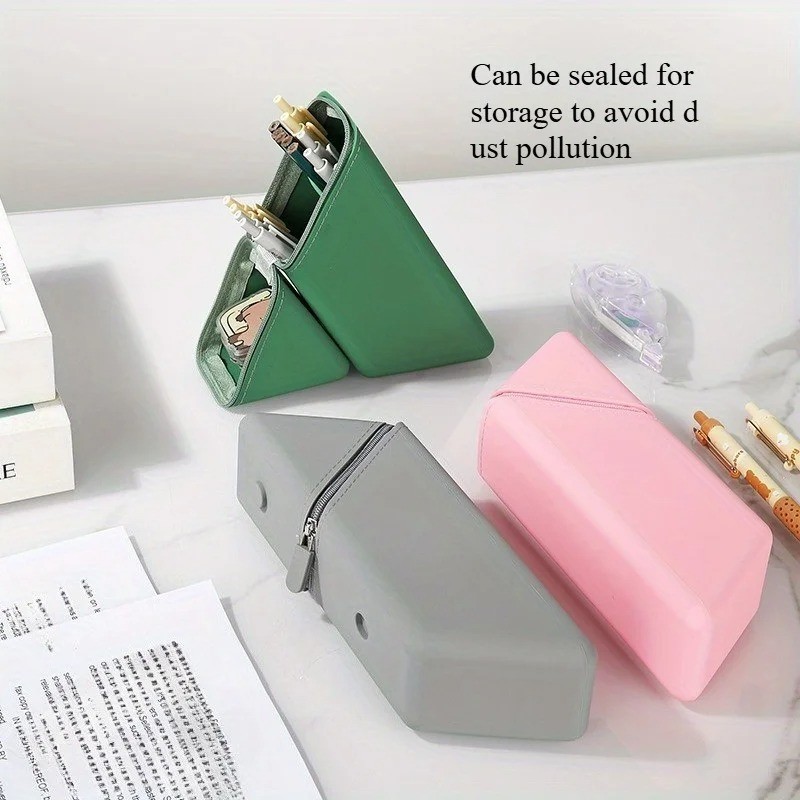 Foldable Silicone Pen Holder-Large Capacity Expandable Pencil Cup for Desk