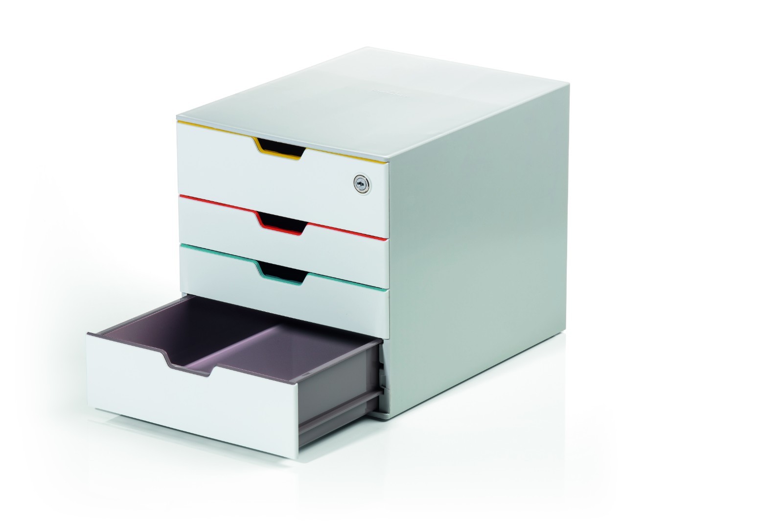 VARICOLOR Lockable 4 Drawer Desktop Organizer Document Storage White Durable