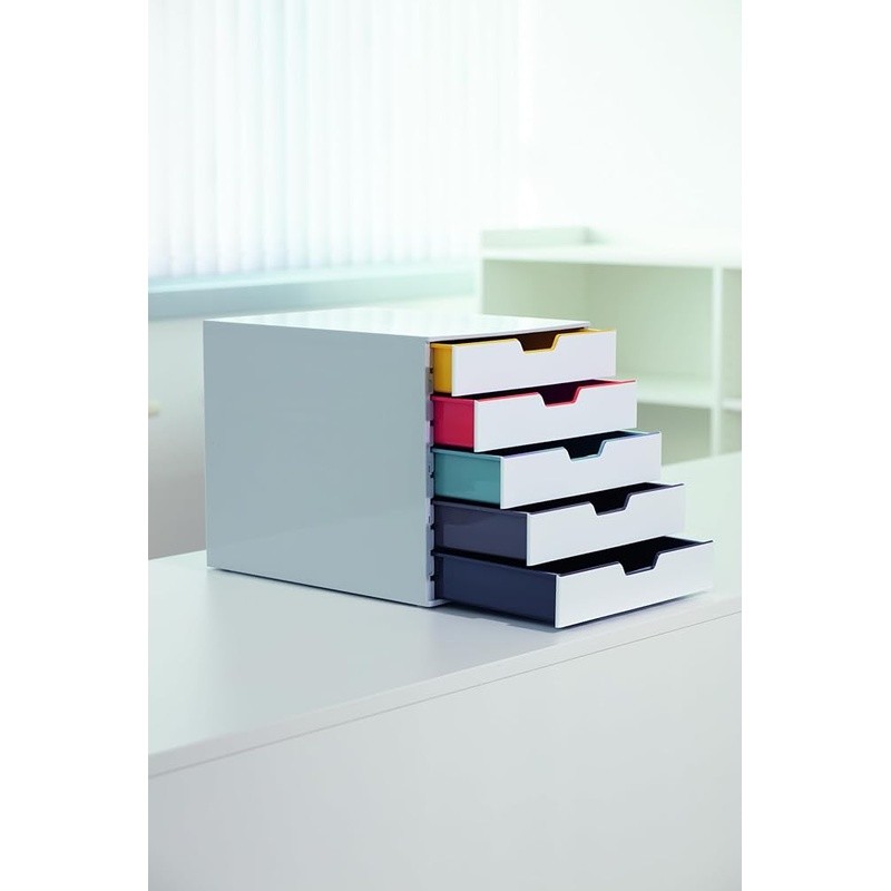 Varicolor 5 Drawer Unit Desktop Organizer Plastic Storage Letter-Size Files New