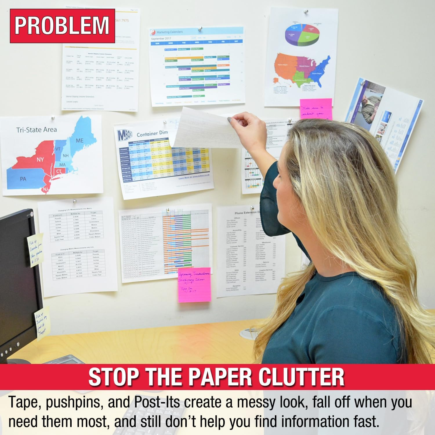 Adjustaview 20-Pocket Desk Reference Organizer with Easy-Load Pockets and Compac