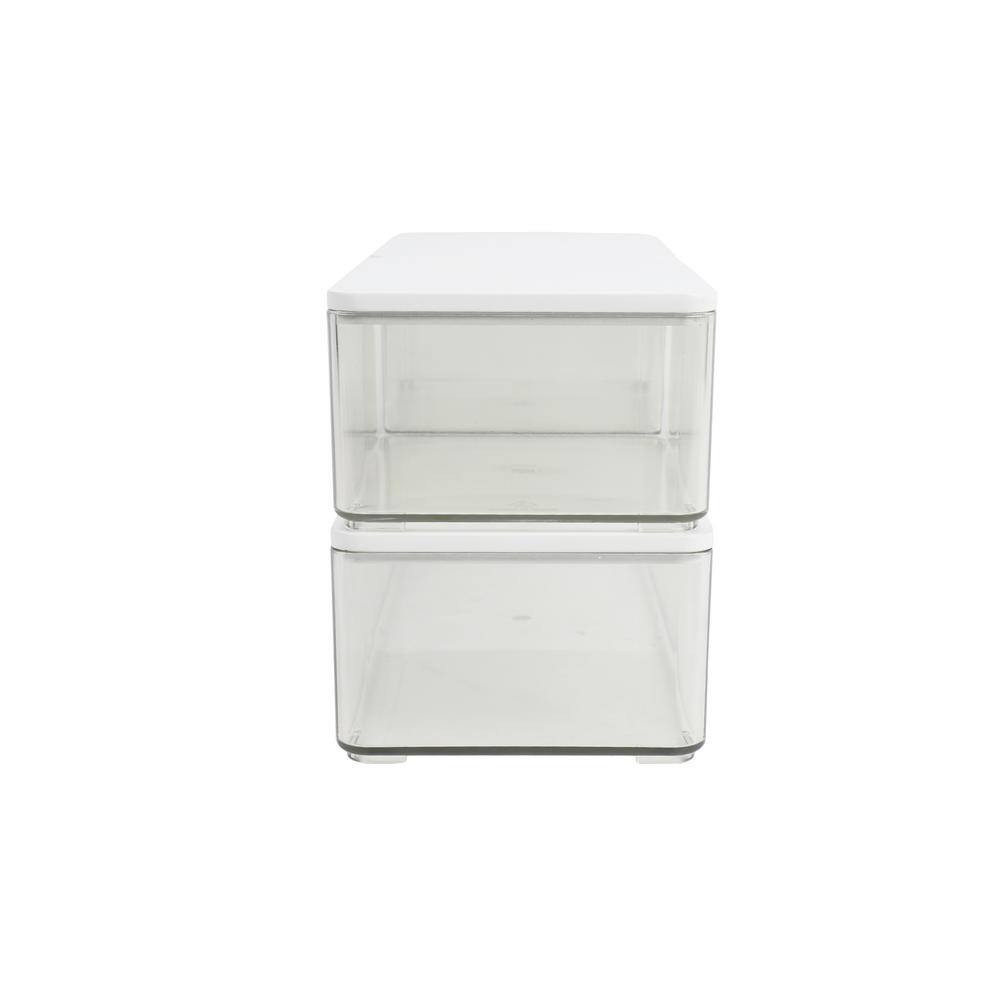 Clear/White Wood Desk Organizer Set of 3 – 2 Small/1 Large