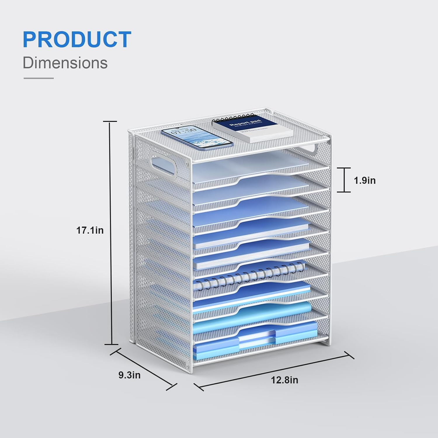 10 Tier Paper Organizer – Letter Tray Mesh Desk File Organizer