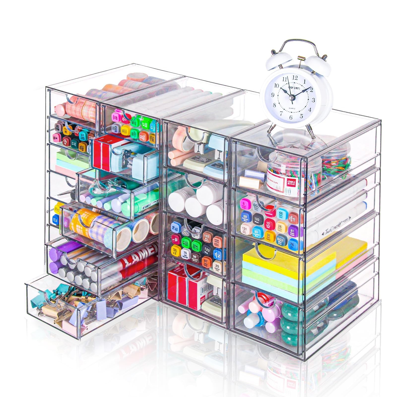 Acrylic Drawer Organizer, 20 Drawers, Clear Desktop Storage for Office & Craft