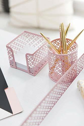 DESK ORGANIZER SET Mail Sorter Sticky Note Holder Pen Cup Pink 6ct BLU MONACO