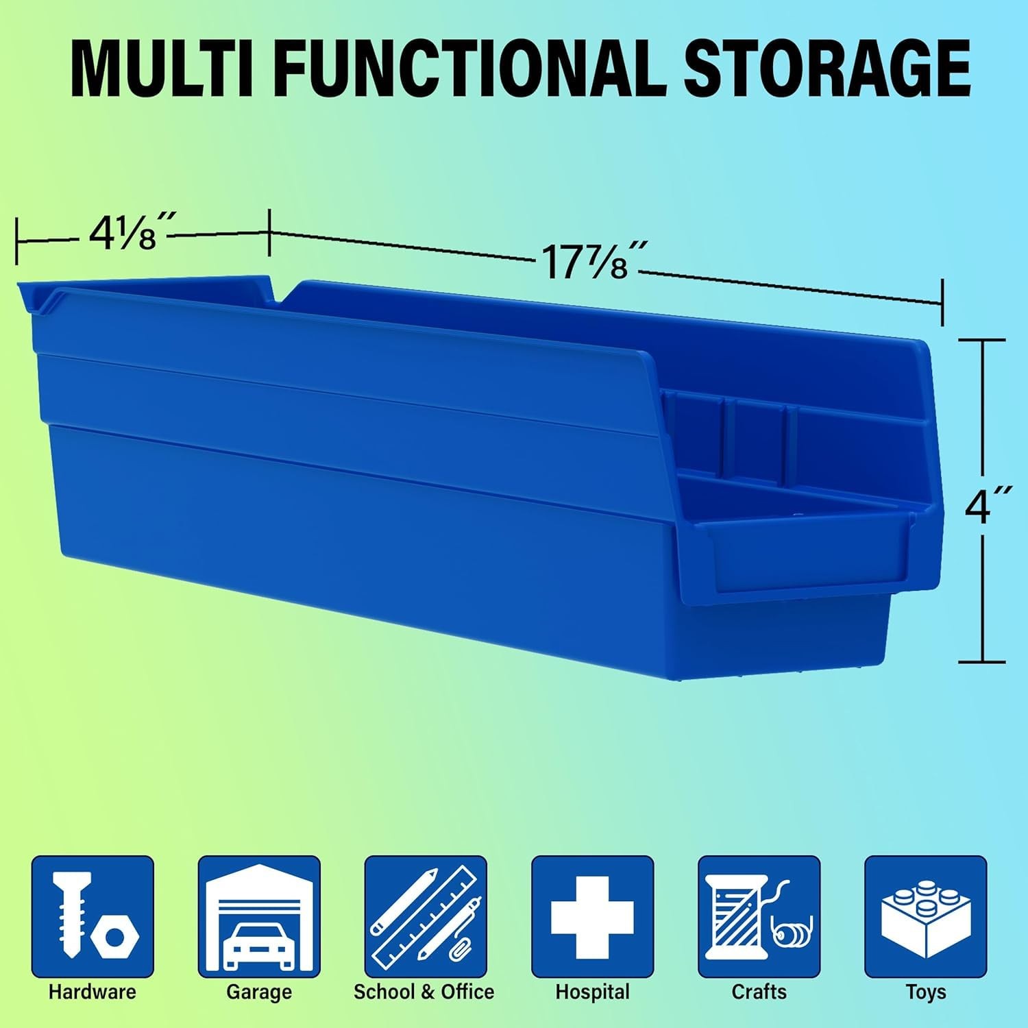 Akro-Mils 30128 Plastic Shelf Bins, Heavy 18-Inch x 4-Inch x 4-Inch, Clear