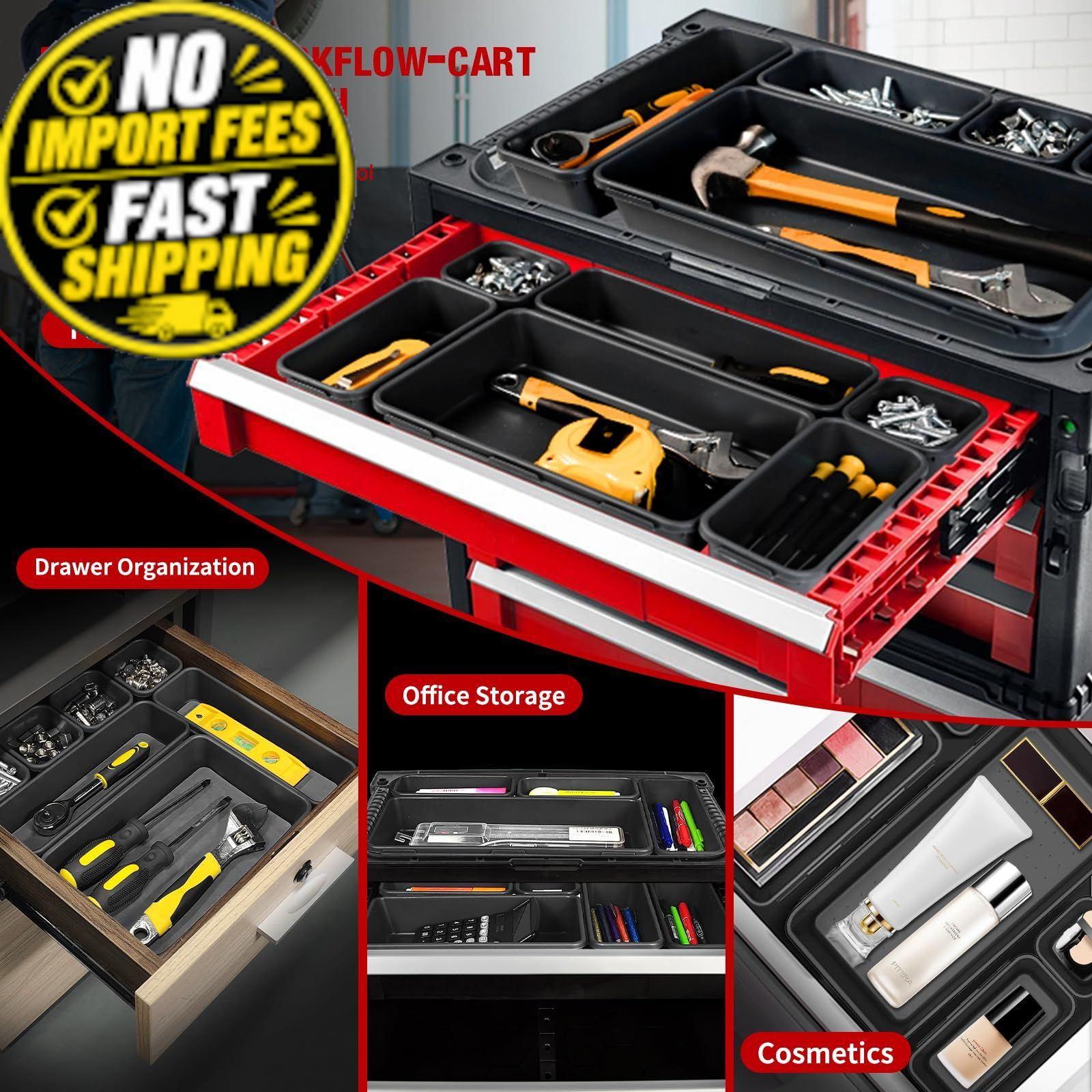inihpocv 【48PCS & 5 Sizes】 Tool Box Organizer Tray, 2 inches, 48PCS(5 size)