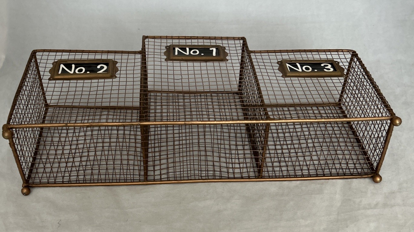 Gold Colored Desk Organizer 3 Compartment