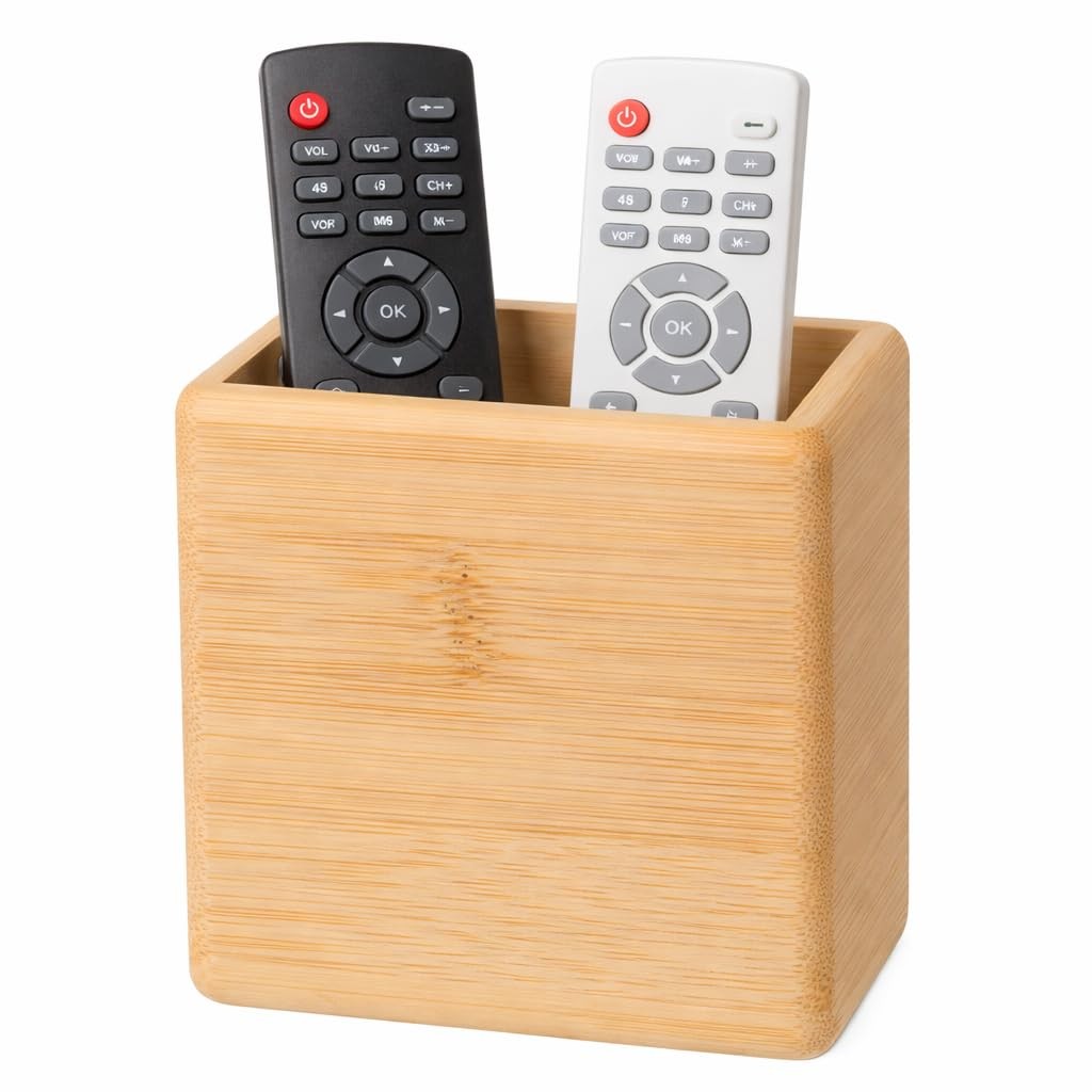 Remote Control Holder Wall Mount – Wood Remote Caddy Organizer for Bedside Co…