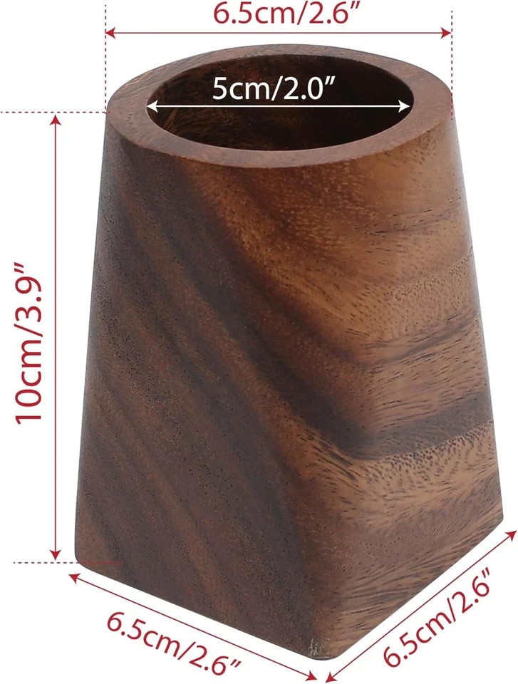 Wooden Pencil Holder, Walnut Wood Pen Cup, Desk Accessories, 4 Inch Organizer Ca