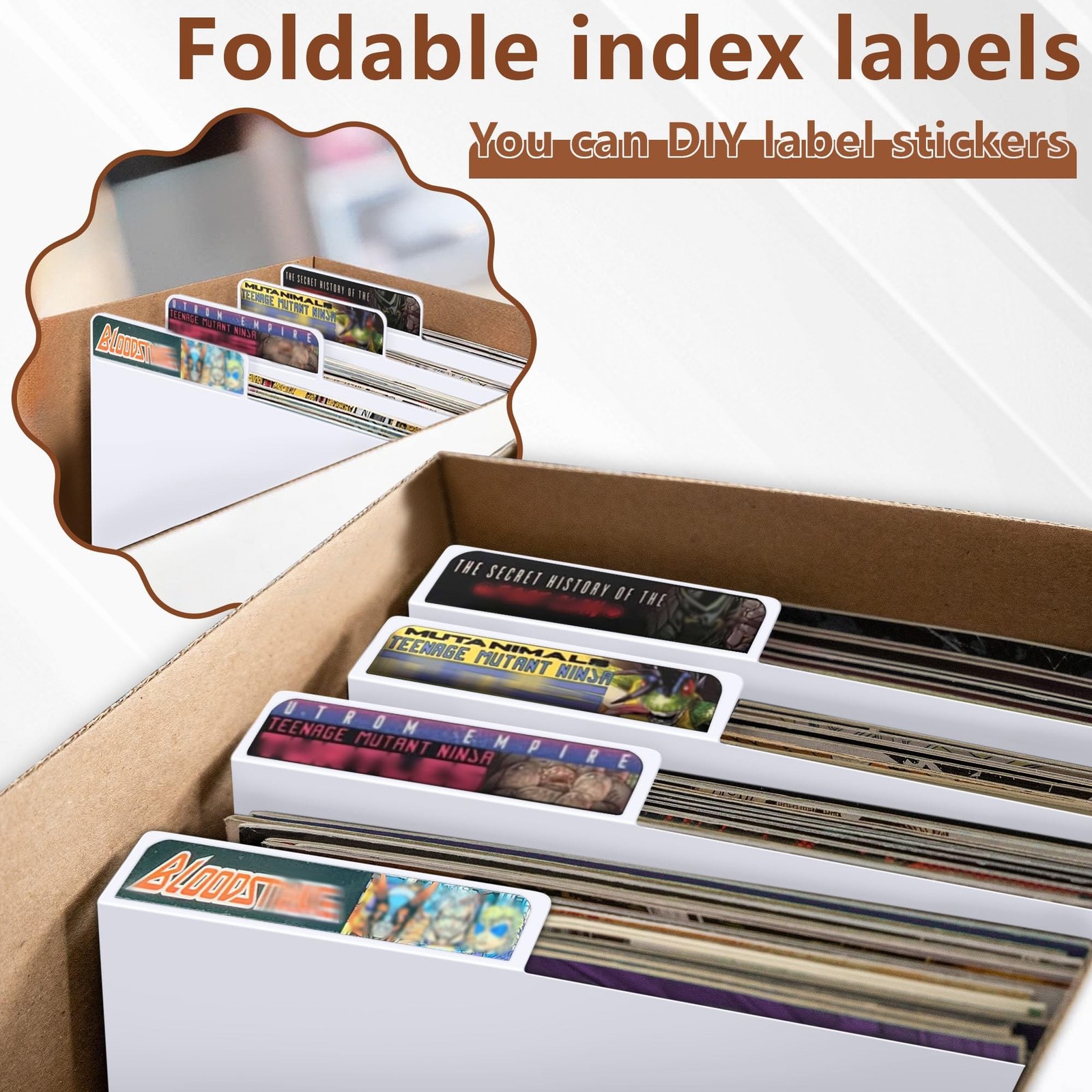 25 Pack Cardboard Comic Book Dividers with Tabs, Storage Box Organizers