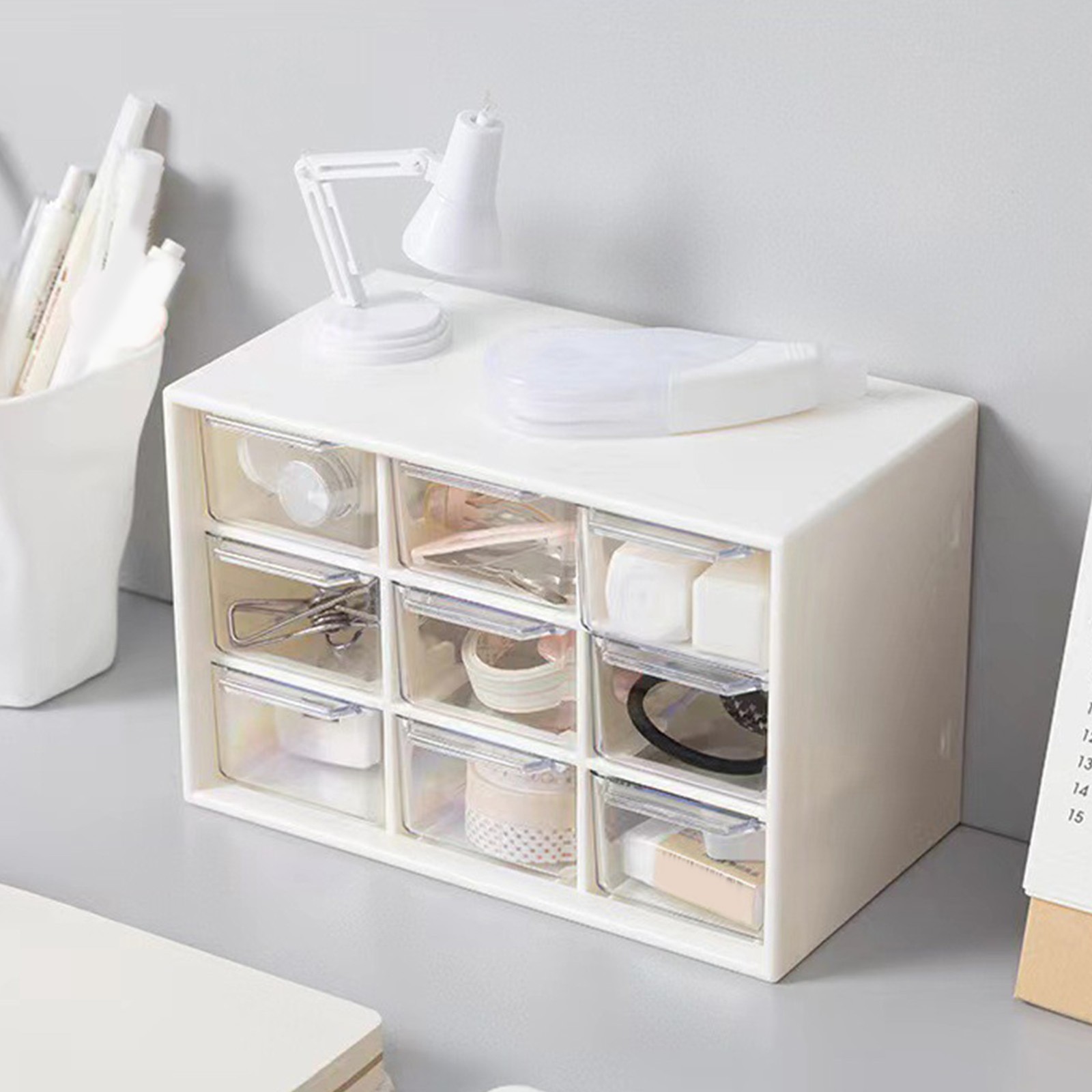 9 Drawer Dustproof Desk Organizer For Jewelry Makeup Office Trending