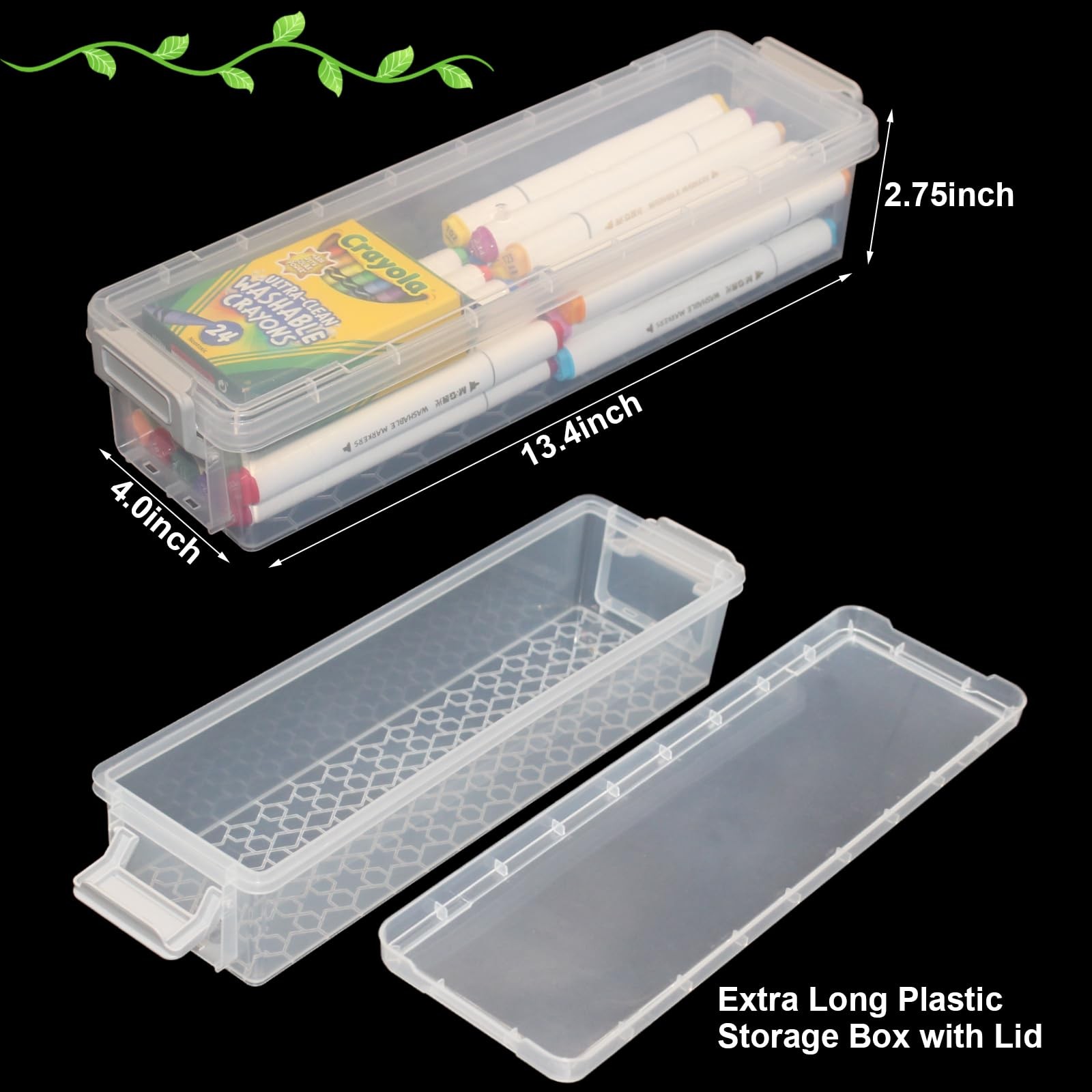 2 Packs Extra Long Pencil Large Capacity Pencil Case Clear Plastic Storage Co…