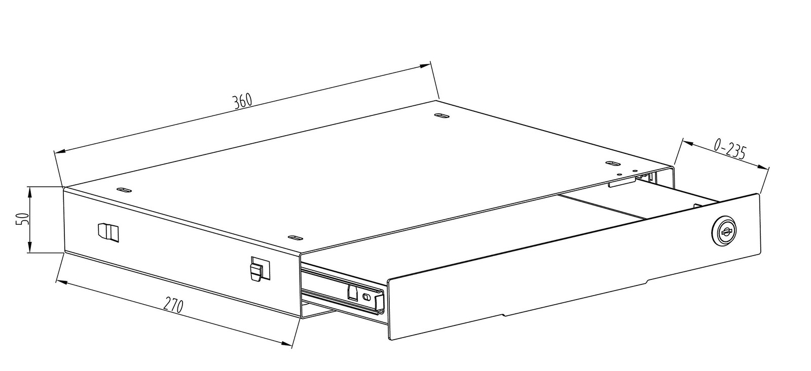 14 inch Slim Under Desk Pull-Out Storage Office Mounted Sliding Metal Drawer …