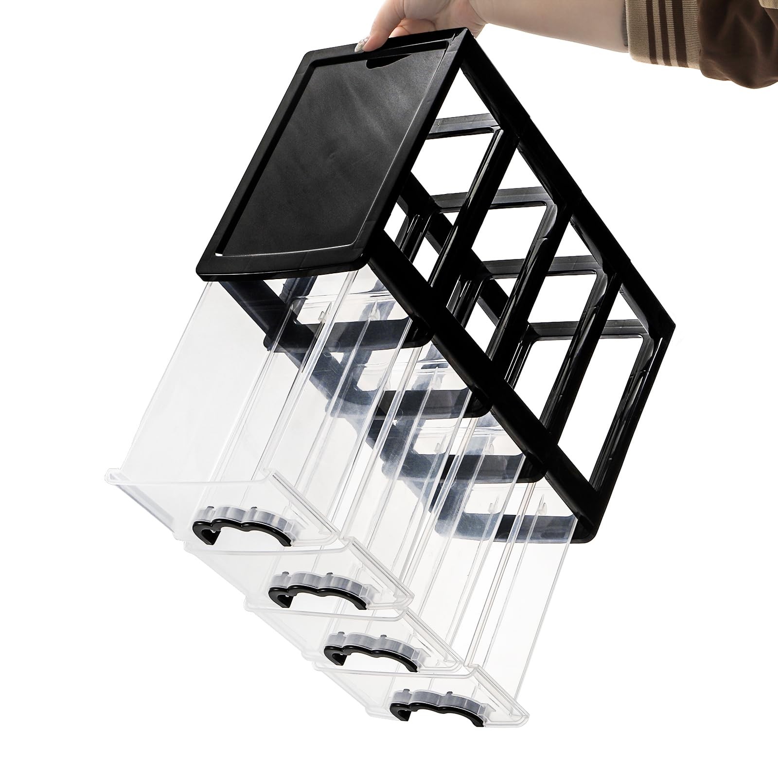 Desktop Organizer with 4 Drawers, Clear Plastic Storage Drawer Unit, Small De…