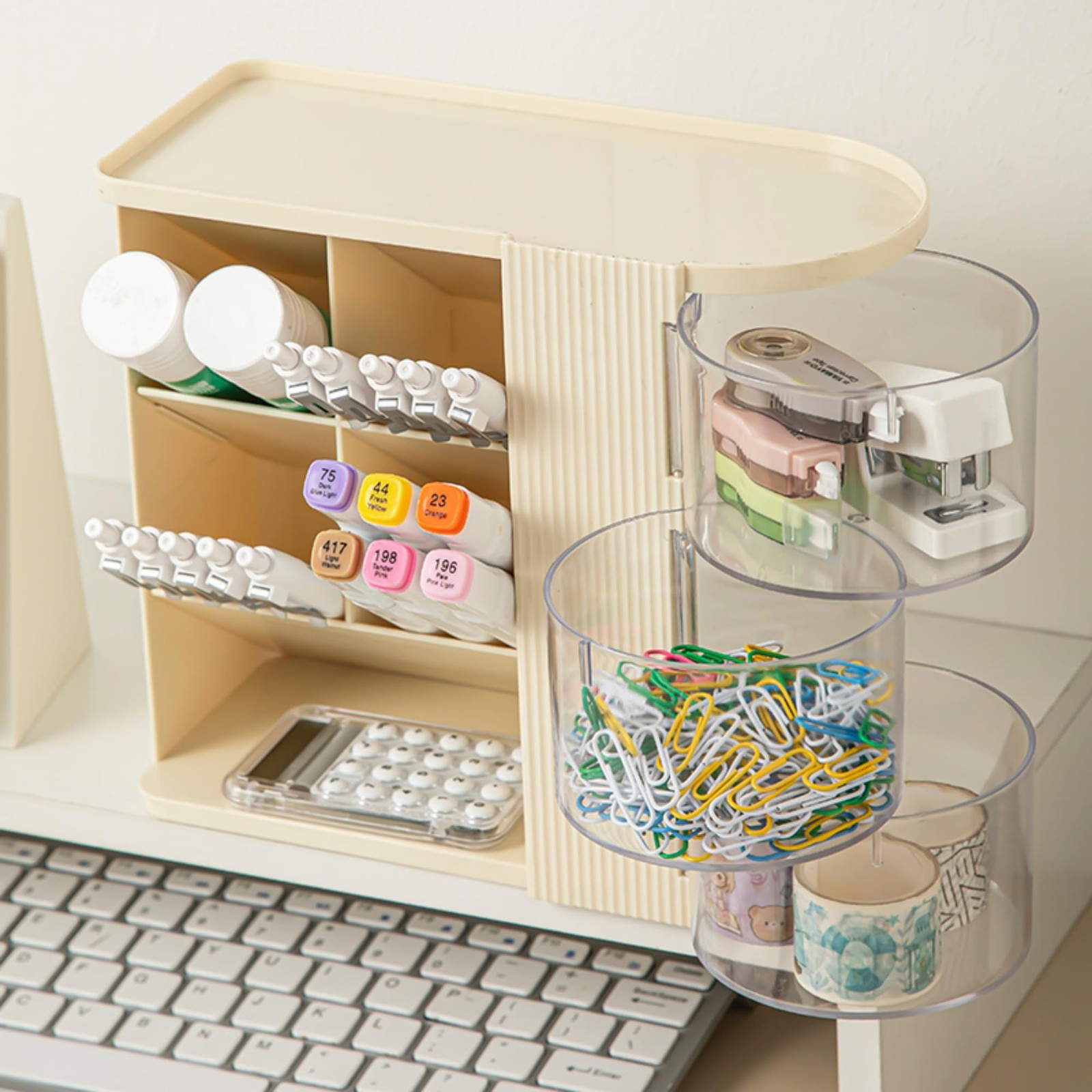 Desk Organizer with 3 Rotatable Drawer, Multi-Functional Pencil Pen Holder fo…