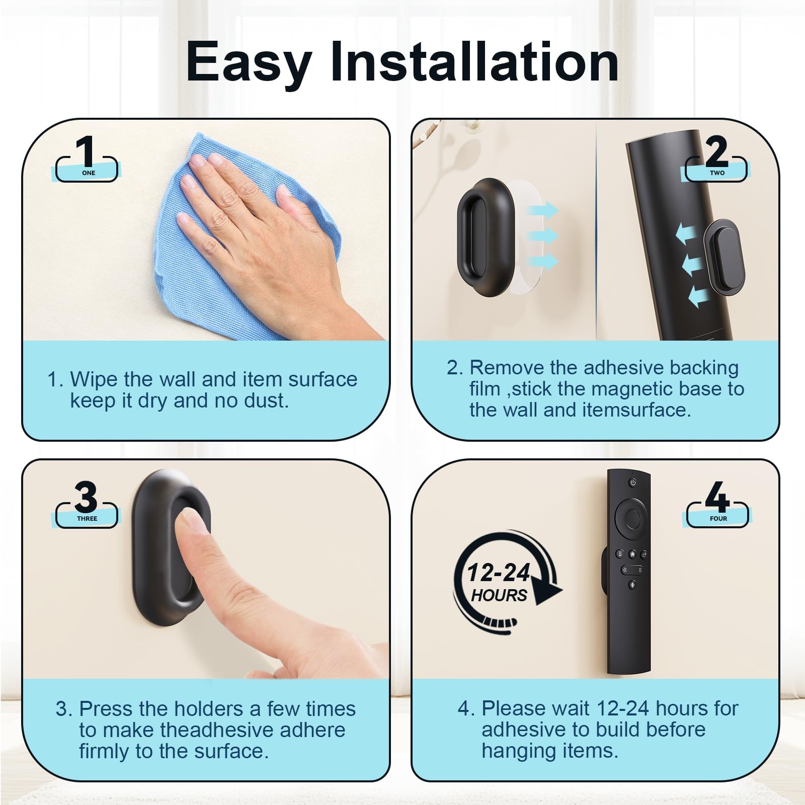New Magnetic Remote Control Holder 6 Pack Silicone Wall Mount Organizer Fast Shi