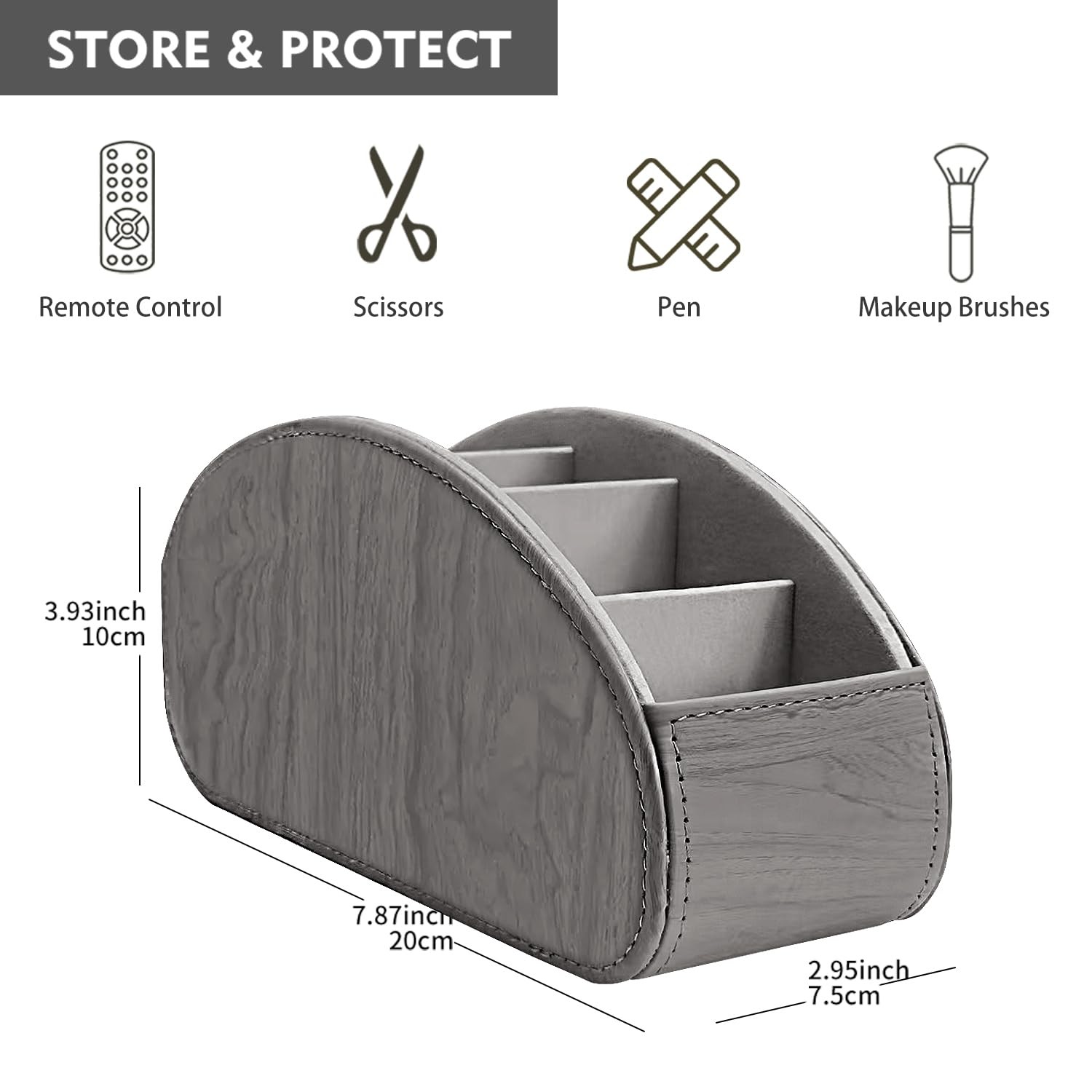 Remote Control Holder, Leather 5 Rooms Desk Organizer and Decorations for Liv…