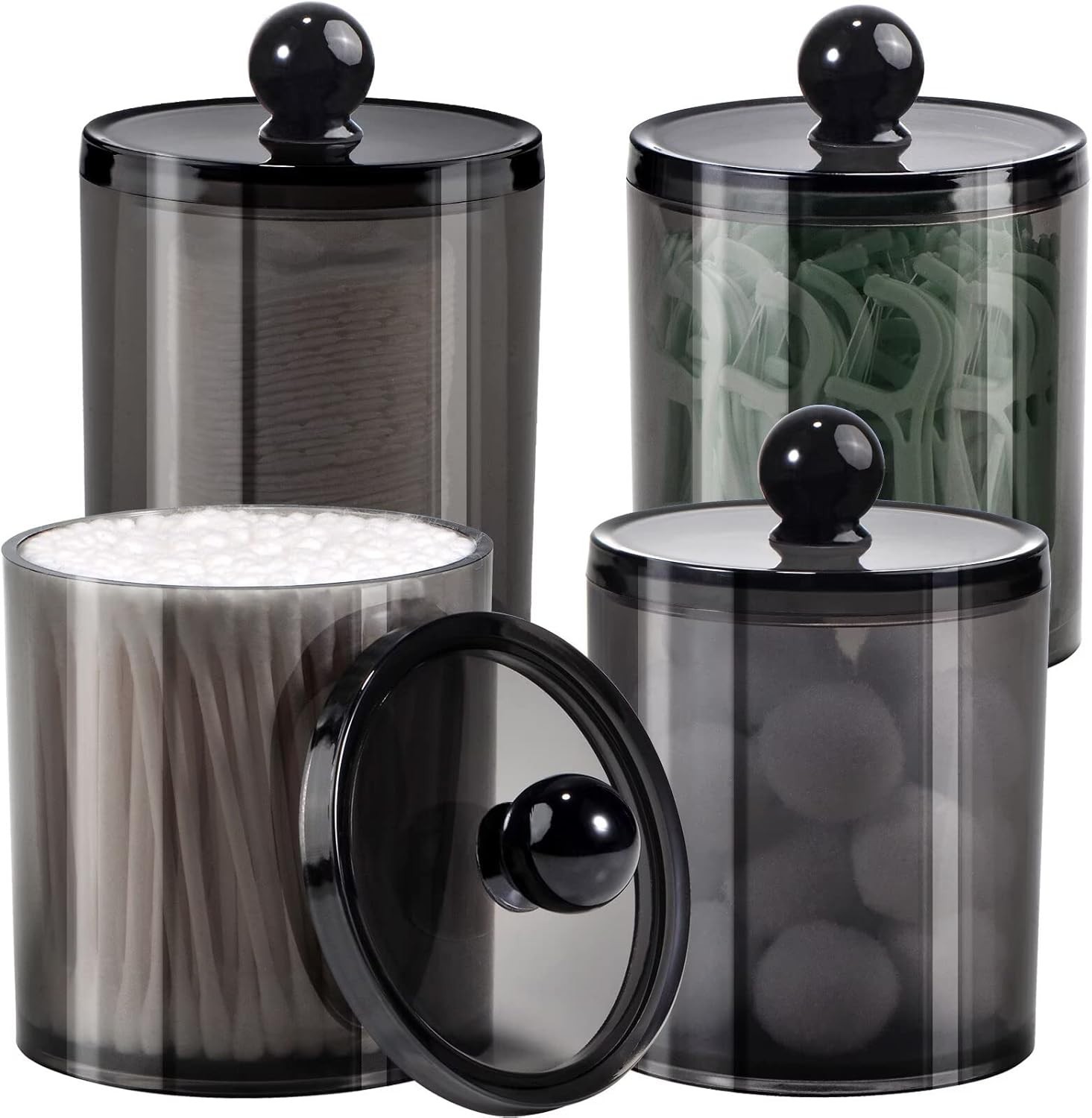 Mixed Set of 4 Shatterproof Apothecary Jars – Stylish Vanity Storage Solution