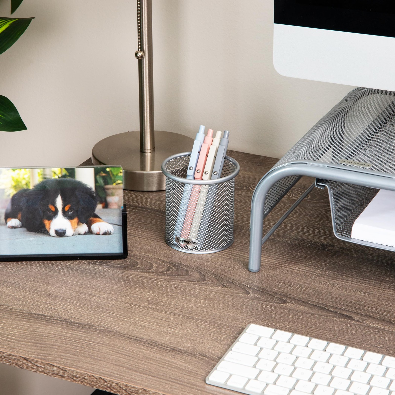 Pen and Accessories Holder, Desktop Organizer, Office, Metal Mesh, 3.5″L x 3….