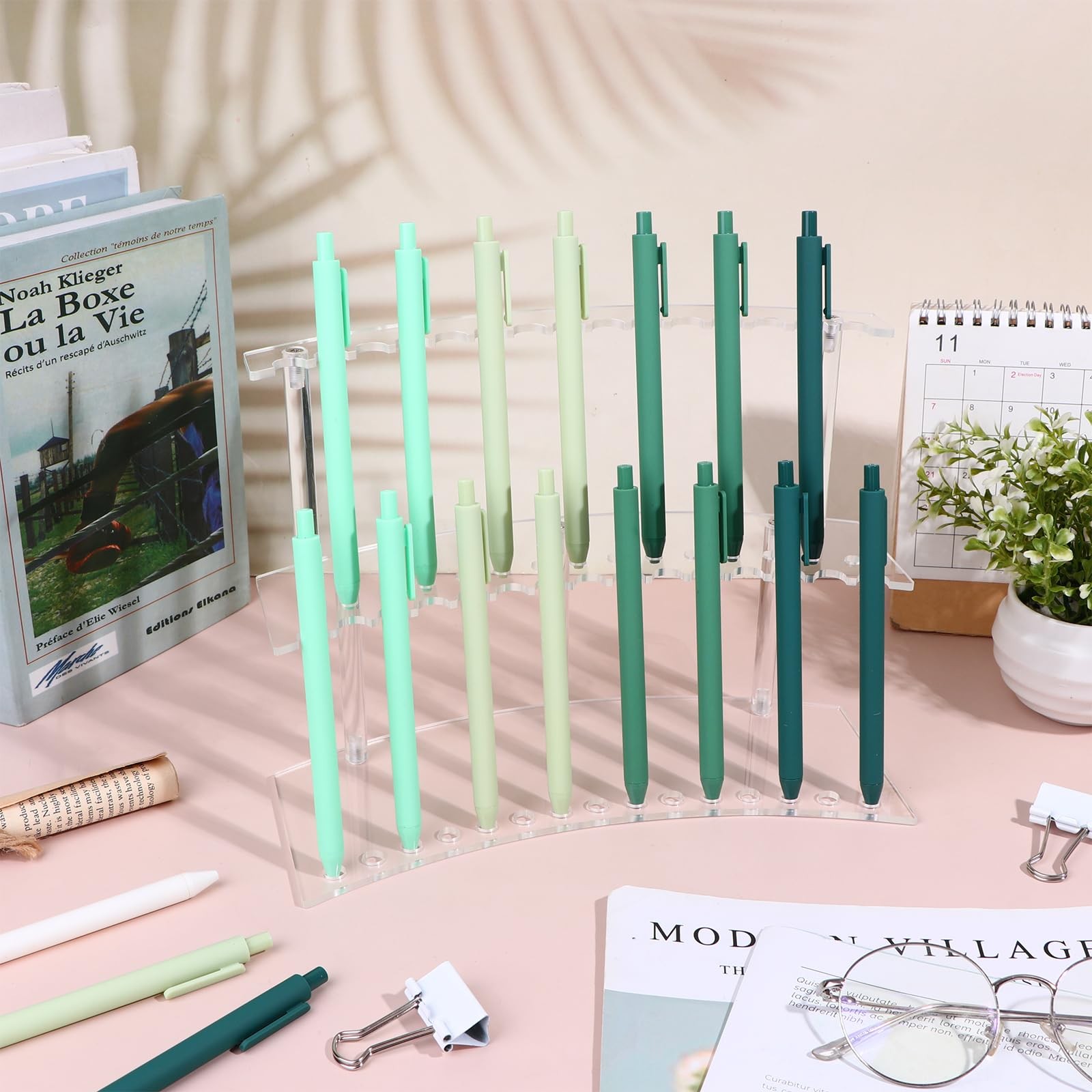 2 Sets Acrylic Pen Display Stand 2 Tier Clear Pen Display Stand Rack Pencil H…