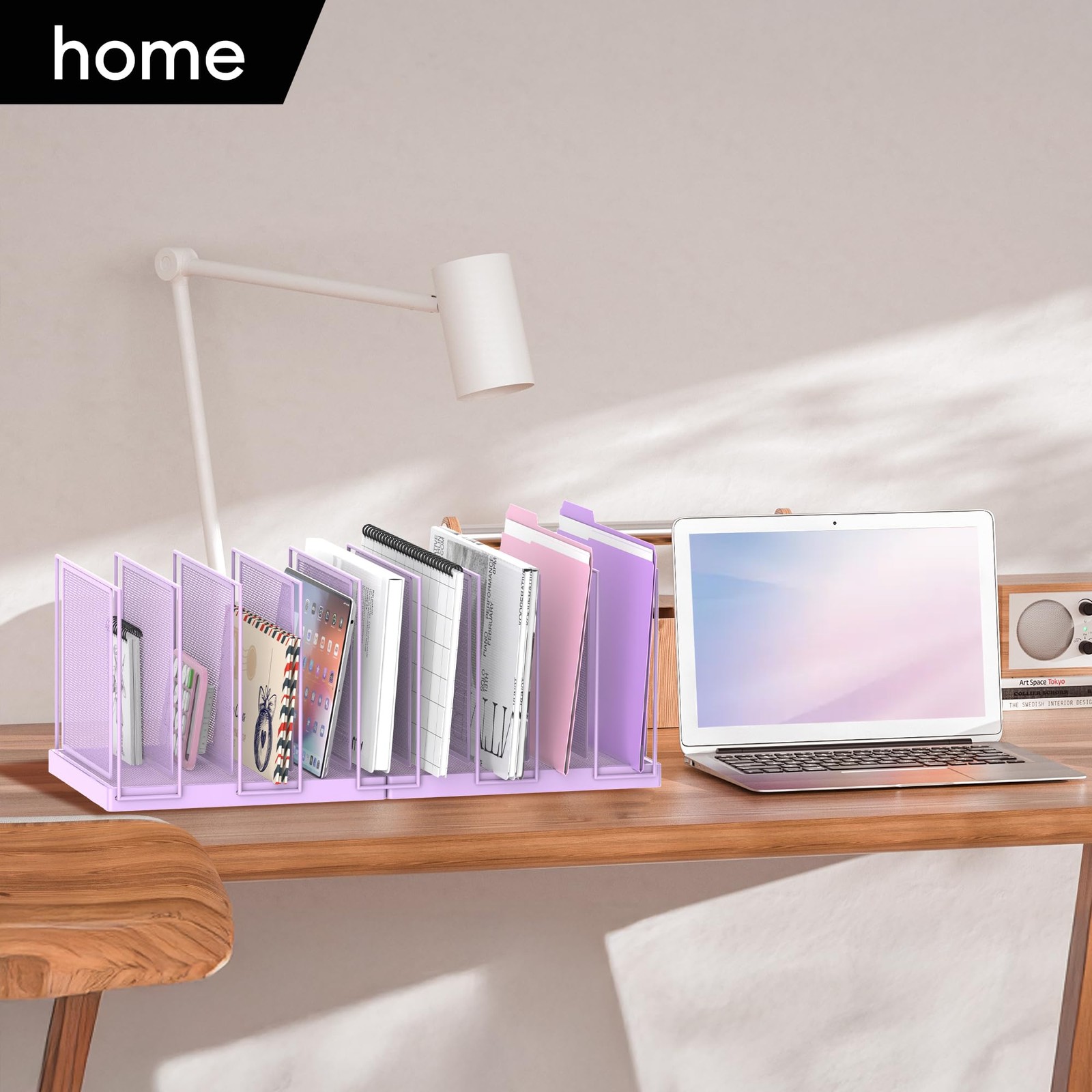 9-Section Desk File Organizer, Vertical File Holder, Mesh Desktop File Folder…