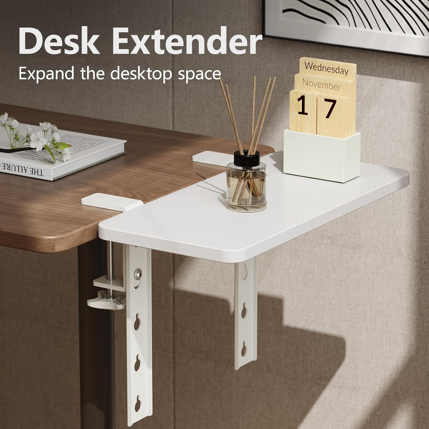 3 in 1 Clamp-On 15.7″×7.5″ Desk Extender, Heavy-Duty Side/Top Desk Organizer She
