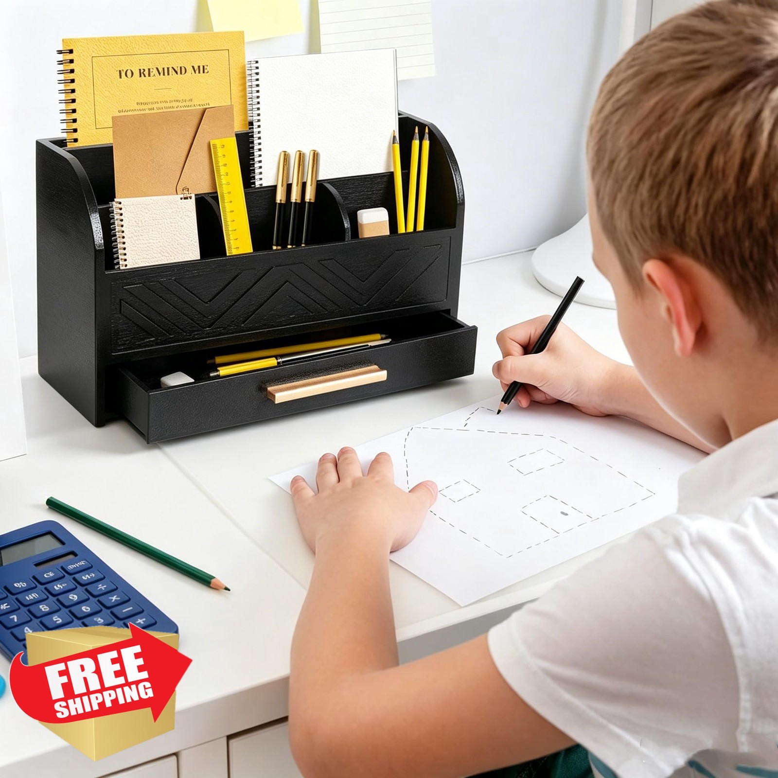 Charmewooden Black Desktop Organizer Drawer