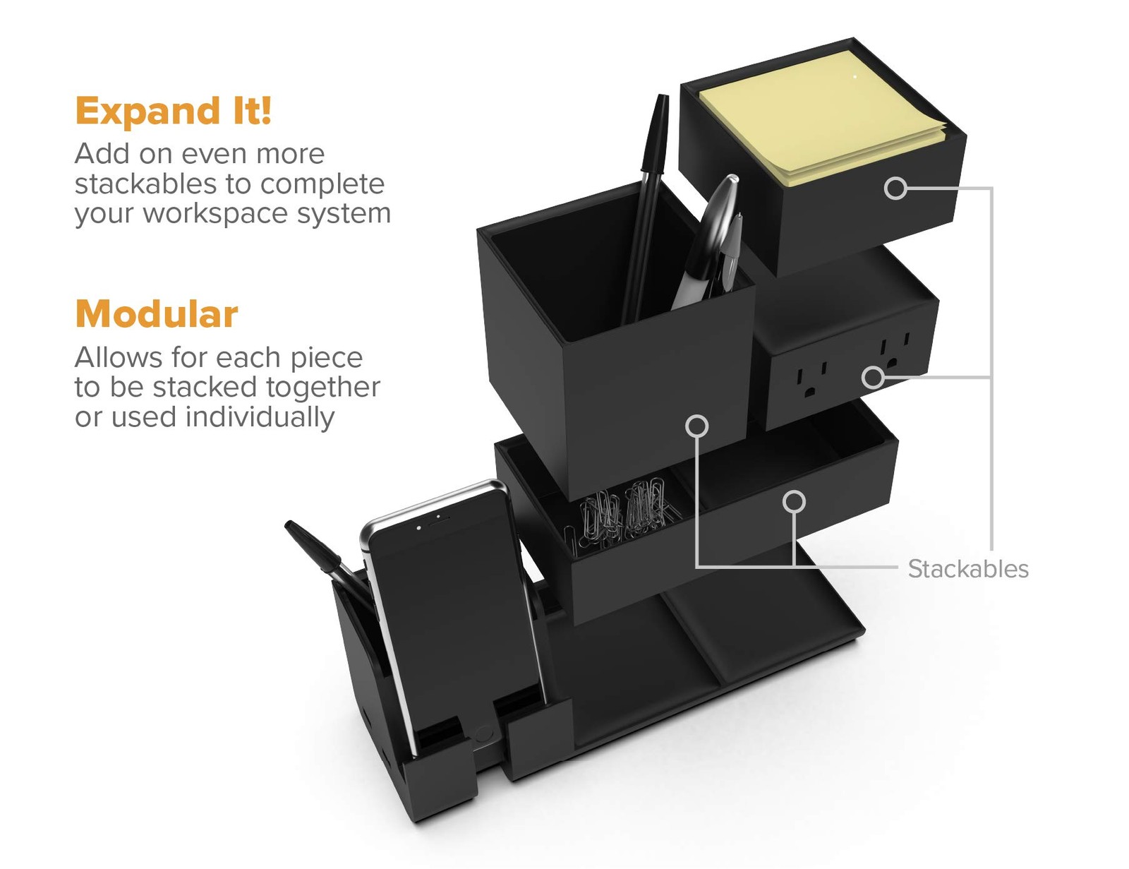 Bostitch Office Konnect Desk Organizer And Charging Station 2 Usb 2 Plugs